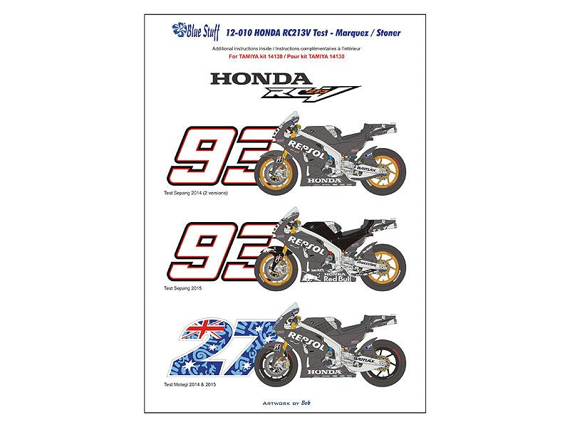 Blue Stuff HONDA RC213V Test 2014 / 2015 - 1/12 Decals