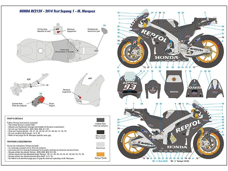 Blue Stuff HONDA RC213V Test 2014 / 2015 - 1/12 Decals