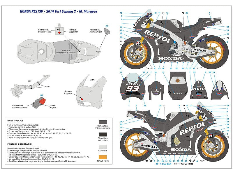 Blue Stuff HONDA RC213V Test 2014 / 2015 - 1/12 Decals