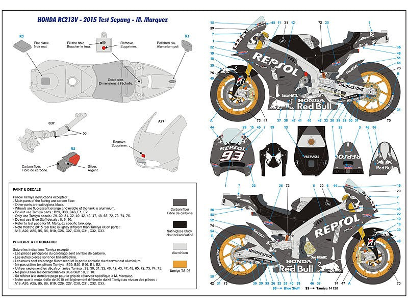 Blue Stuff HONDA RC213V Test 2014 / 2015 - 1/12 Decals