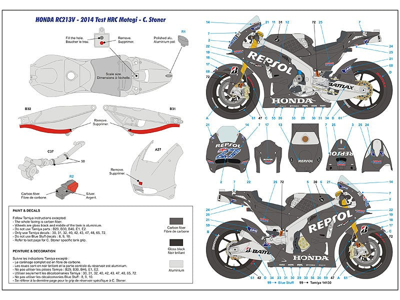 Blue Stuff HONDA RC213V Test 2014 / 2015 - 1/12 Decals