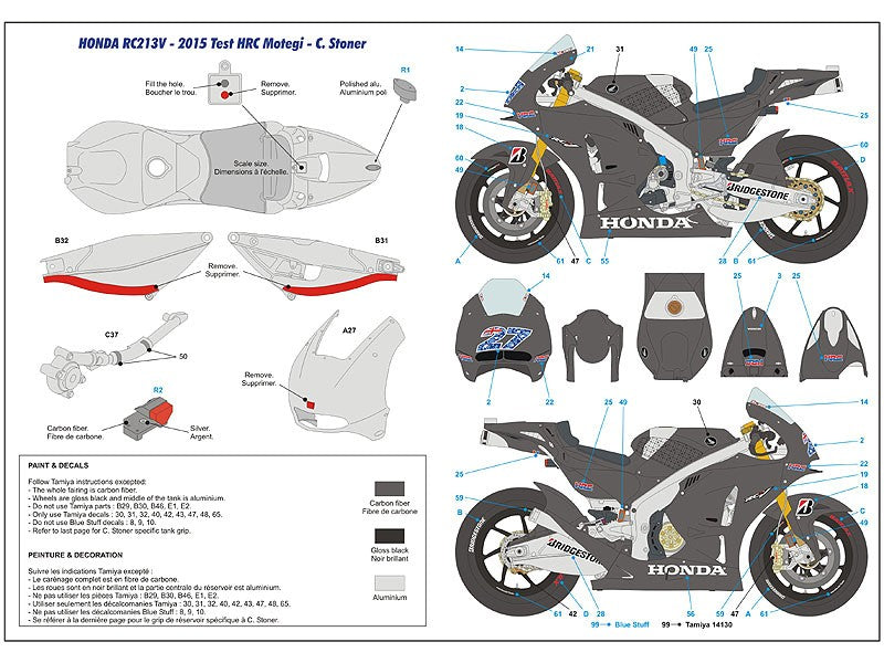 Blue Stuff HONDA RC213V Test 2014 / 2015 - 1/12 Decals