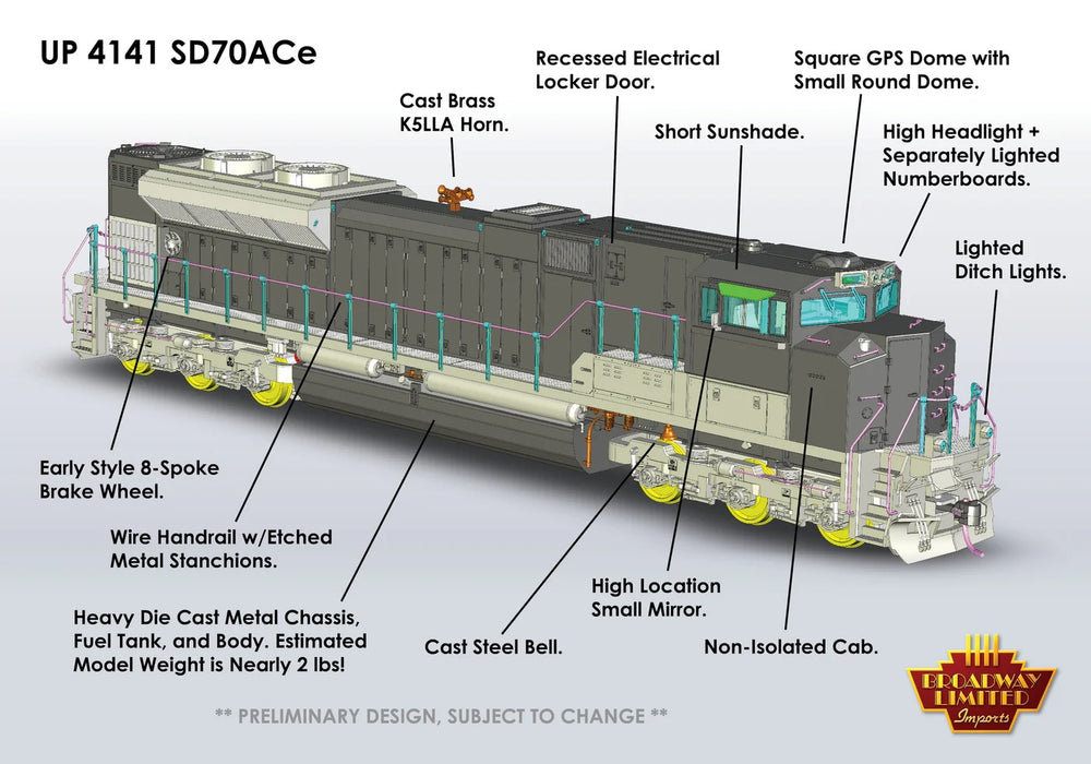 Broadway Limited 6307 N Scale Broadway Limited #4141 "George Bush" Original Version EMD SD70ACe Paragon3 DC/DCC