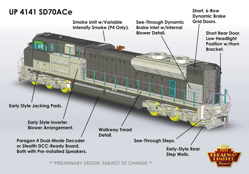 Broadway Limited 6307 N Scale Broadway Limited #4141 "George Bush" Original Version EMD SD70ACe Paragon3 DC/DCC