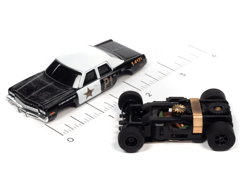 Auto World Xtraction R36 Blues Brothers - Blues Mobile 1974 Dodge Monaco HO Scale Slot Car