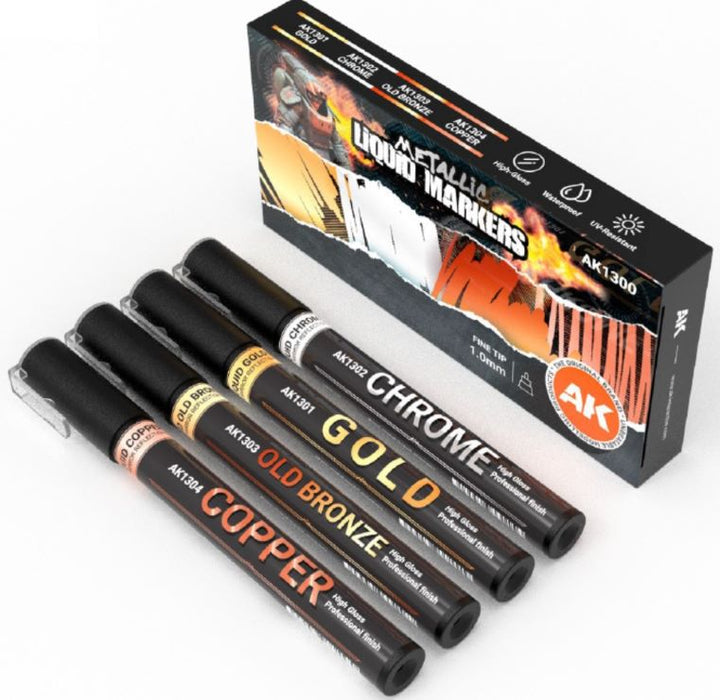 AK Interactive AK1300 Metallic Liquid Marker Set