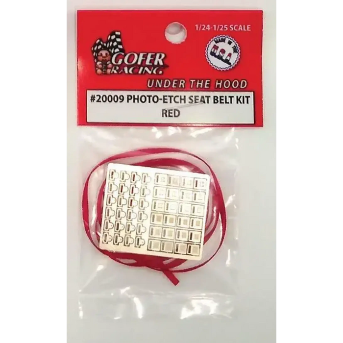 Gofer Racing 20009 Photo Etch Seat Belt Kit Red 1/24 and 1.25 Scale